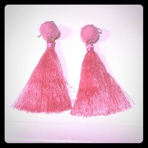 Pink tassel earrings
